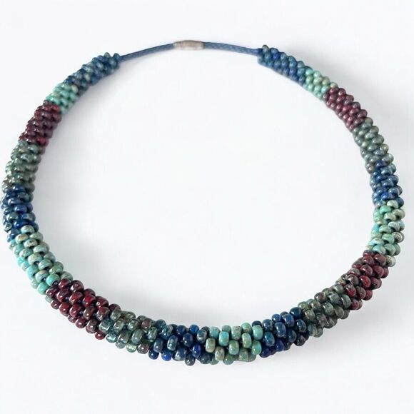 Picasso Seed Bead Woven Rope Necklace - Picture 2 of 5